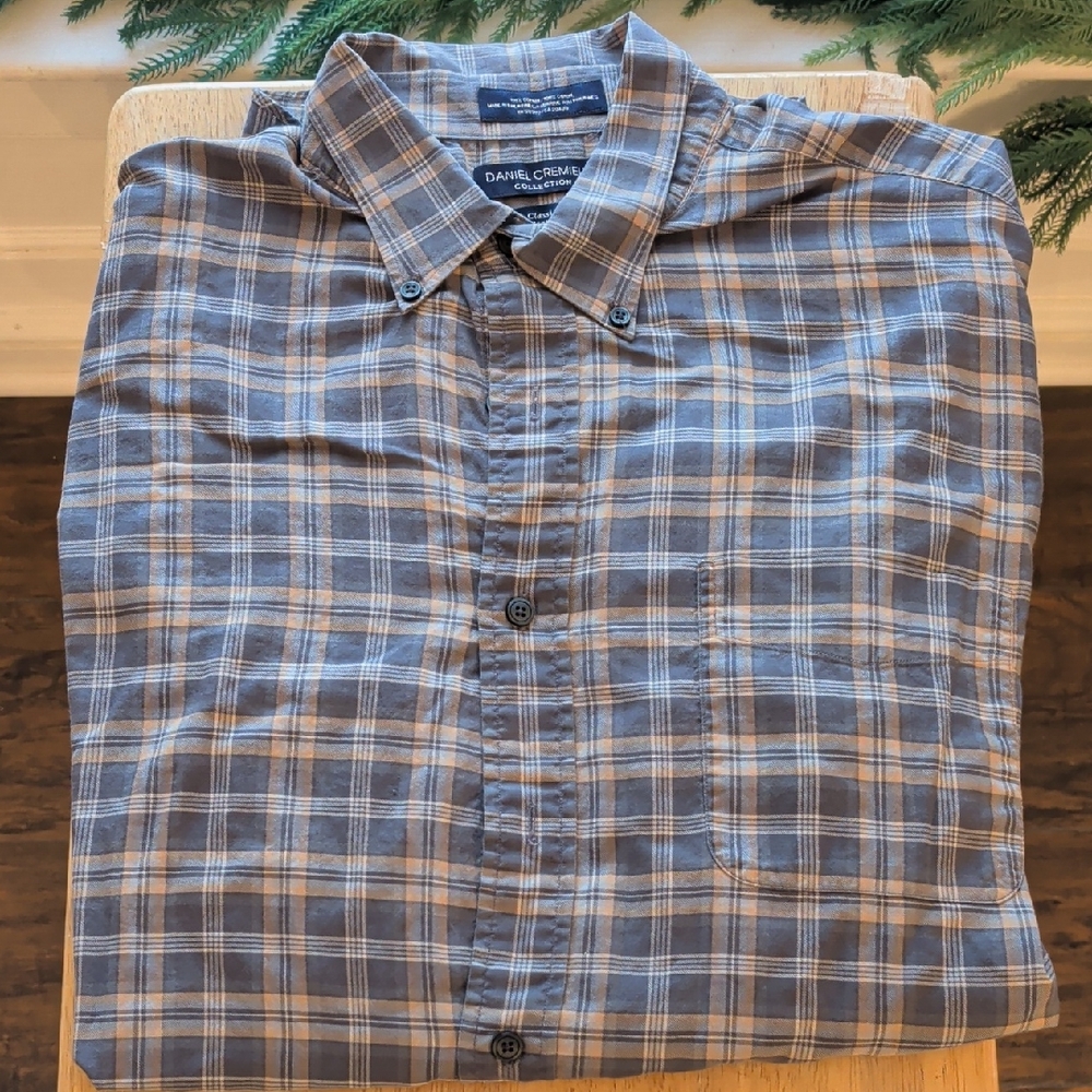 Daniel Cremieux Gray and Blue Checkered Shirt